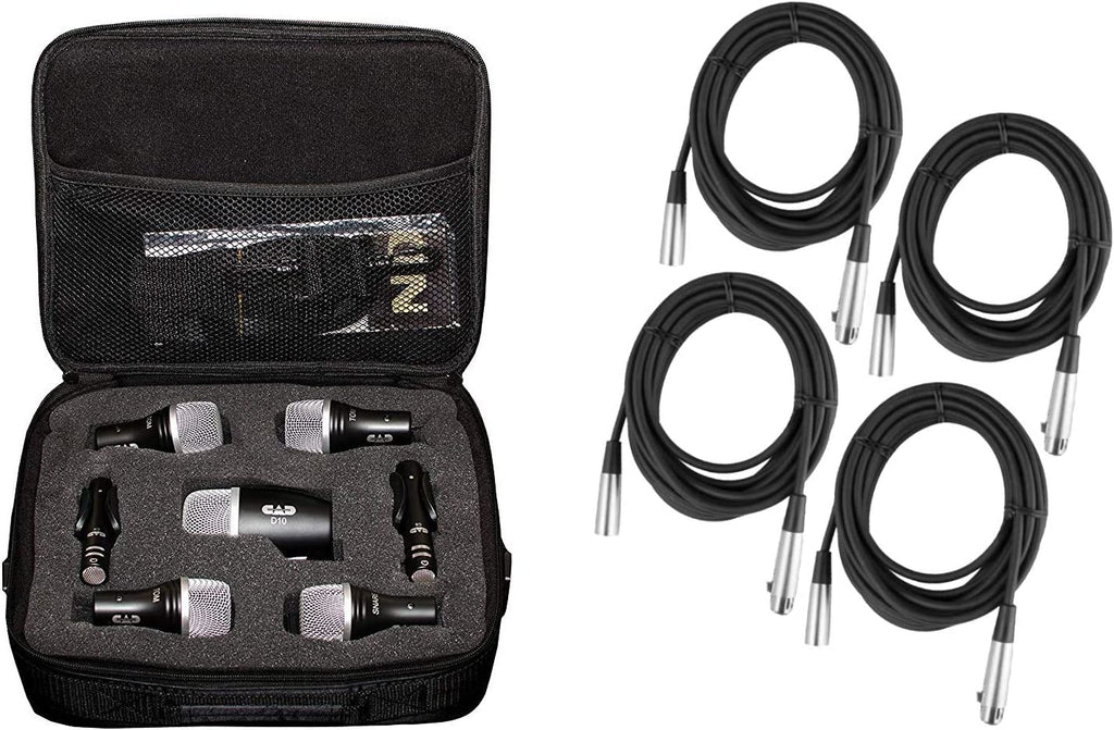 Cad Audio Stage7 Premium 7-Piece Drum Instrument Mic Pack Vinyl Carrying Case + 7 Microphones Cables 20 Feet