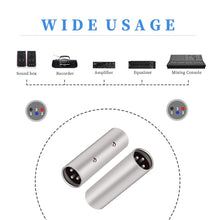 Load image into Gallery viewer, MR DJ AXLRMM-2 3-Pin XLR Male to 3-Pin XLR Male Audio Microphone Cable Extension Adapter Connector 2-Pack