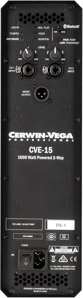 Cerwin Vega CVE-15 Pro Audio Bluetooth 15" 1000W Powered 2-Way Loud Speaker