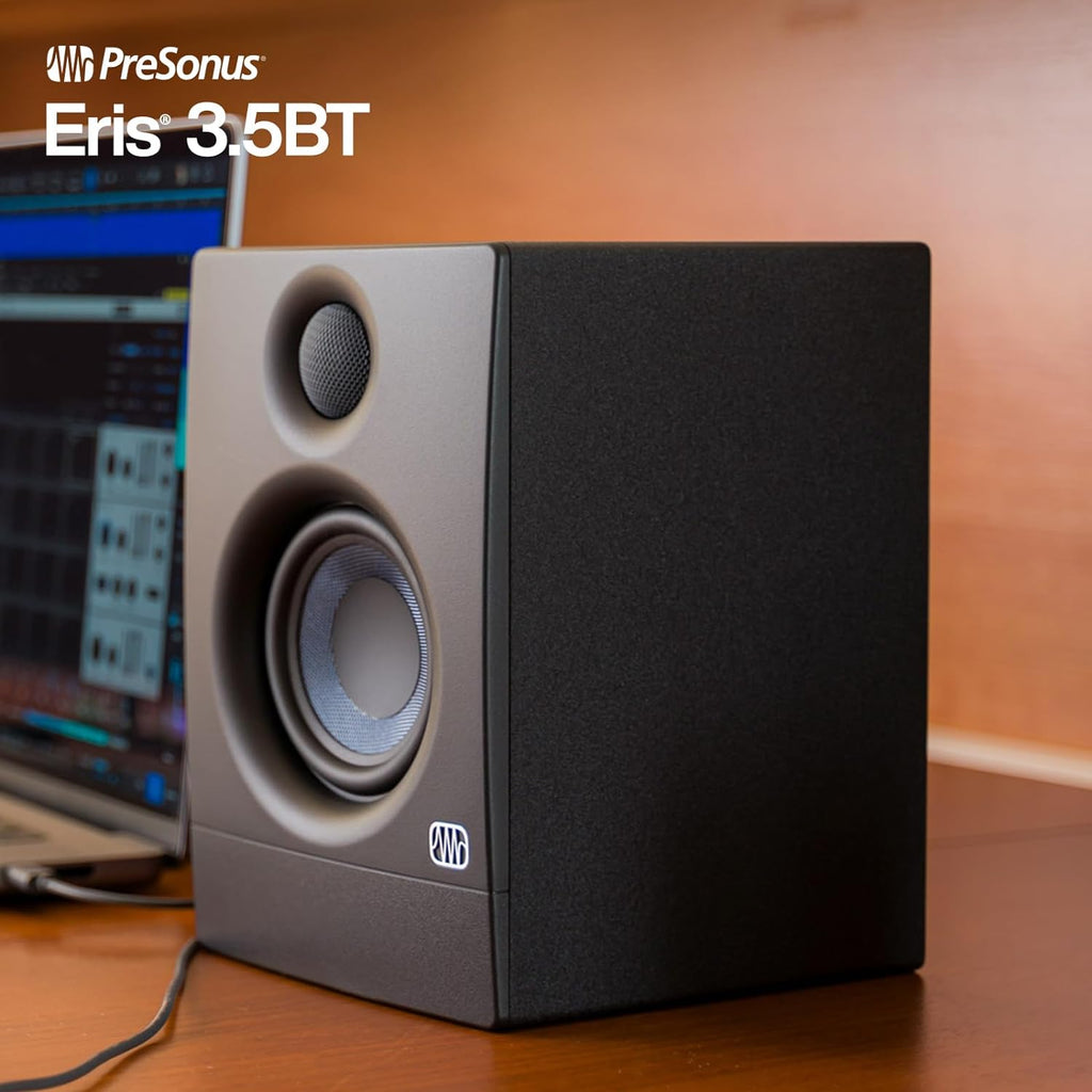 PreSonus Eris 3.5BT Bluetooth Studio Monitors, Pair — Powered, Active Monitor Speakers for Desktop, Turntable, Record Player, Bookshelf, DJ Speakers