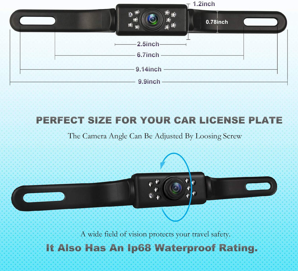 Absolute CAM600 Universal Rear View Backup Camera License Plate Mount Night Vision