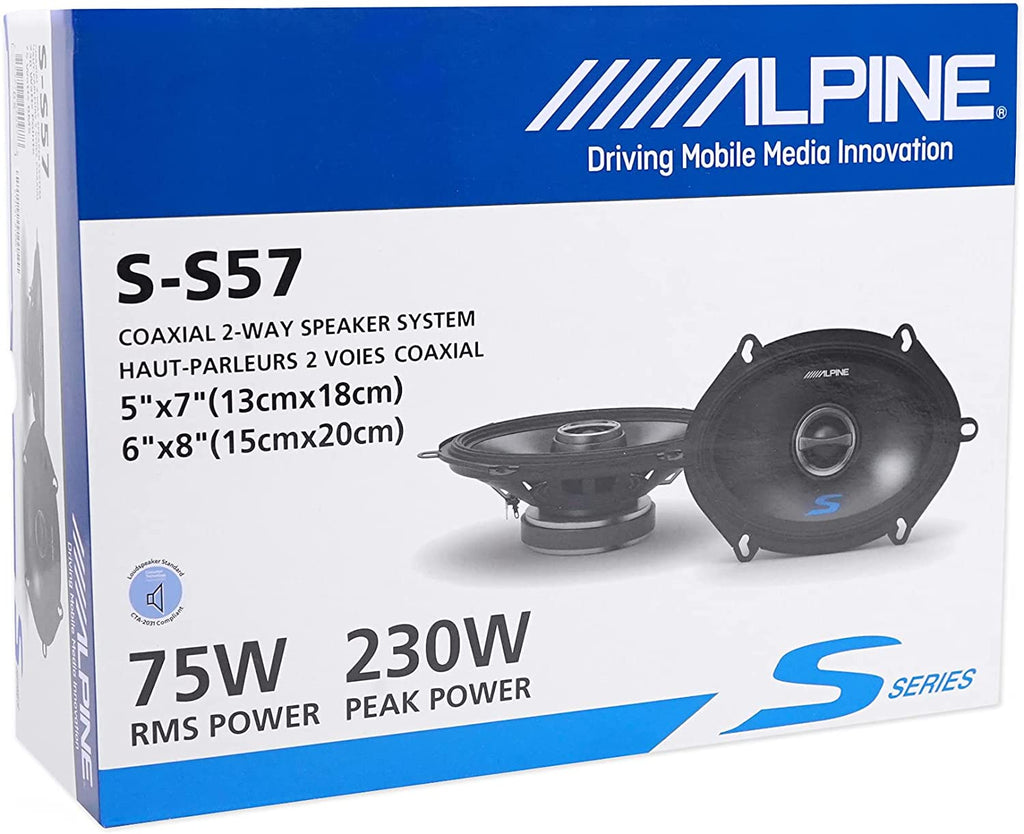 Alpine S-S57 5x7" Rear Factory Speaker Replacement Kit For 1997-98 Ford F-150 + Metra 72-5600 Speaker Harness