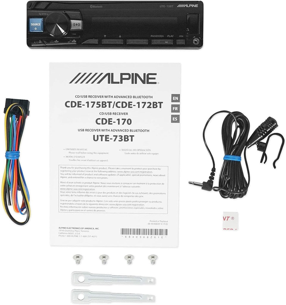 Alpine UTE-73BT Digital Media Advanced Bluetooth Stereo Receiver For 2002 KIA Spectra