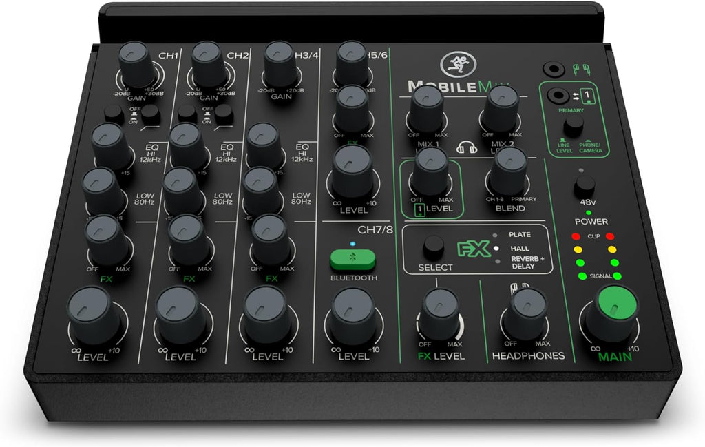 Mackie MobileMix 8-Channel USB-Powerable Mixer for Streaming and Recording with Smartphones and DSLR Cameras, Live Streaming with Instruments, Microphones, Bluetooth