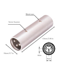 Load image into Gallery viewer, MR DJ AXLRMM-2 3-Pin XLR Male to 3-Pin XLR Male Audio Microphone Cable Extension Adapter Connector 2-Pack