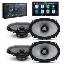 Load image into Gallery viewer, Alpine ILX-W670 Digital Indash Receiver &amp; Two Pairs Alpine R2-S69 Type R 6x9 Coaxial Speaker &amp; KIT4 Installation AMP Kit