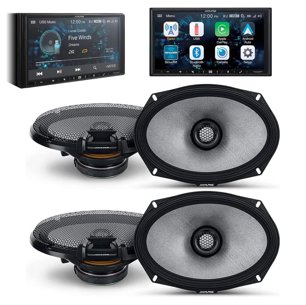 Alpine ILX-W670 Digital Receiver, 2 Pair Alpine R2-S69 6x9 Speaker, KIT0 AMP Kit