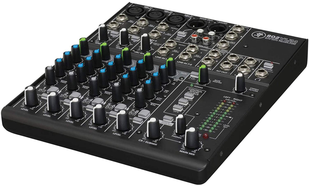 Mackie 802VLZ4 8-channel Ultra Compact Mixer with High-Quality Onyx Preamps with MR DJ XLR Cable 20 Feet and 3.5mm TRS to dual 1/4" TS Stereo Cable