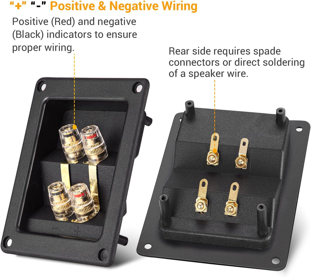 American Terminal 2PCS Rectangle 4-Way Speaker Box Terminal Cup