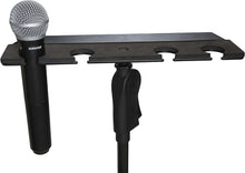 Load image into Gallery viewer, Gator Frameworks GFW-MIC-4TRAY Multi Holder Stand Attachment Holdsup to (4) Microphones Wired or Wireless
