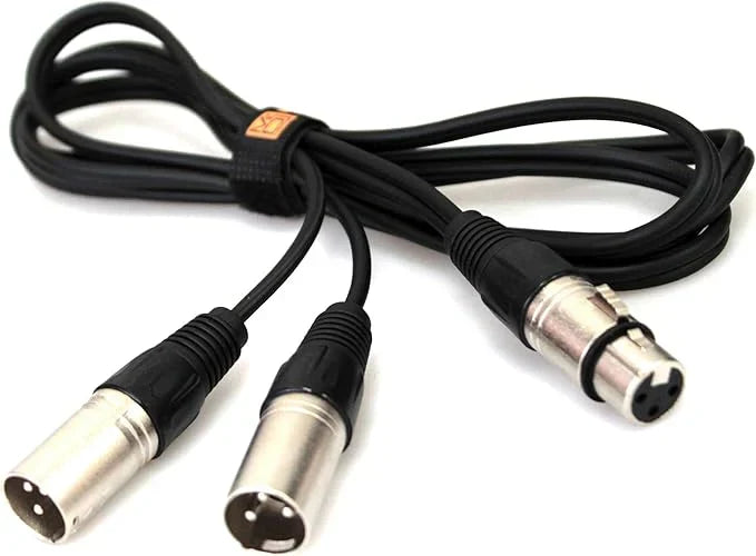 MR DJ CXFDXM12 12FT Single XLR Female to Dual XLR Male Microphone Splitter Cable