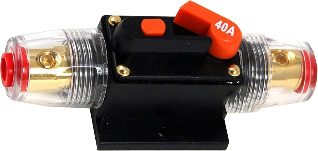 Absolute ICB40 40 Amp Circuit Breaker 4/8 AWG Inline Manual Reset Fuse Holder