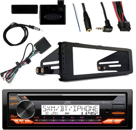 JVC Marine Radio Bluetooth Bundle with Dash Kit Handle Bar Control Antenna For 1998-13 Harley Davidson Motorcycle Touring Flht Flhx Flhtc