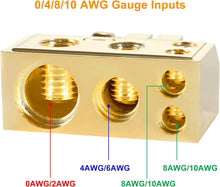 Charger l&#39;image dans la galerie, Absolute BTG300PN 0/2/4/6/8 AWG Gold Single Positive &amp; Negative Power Battery Terminal Connectors