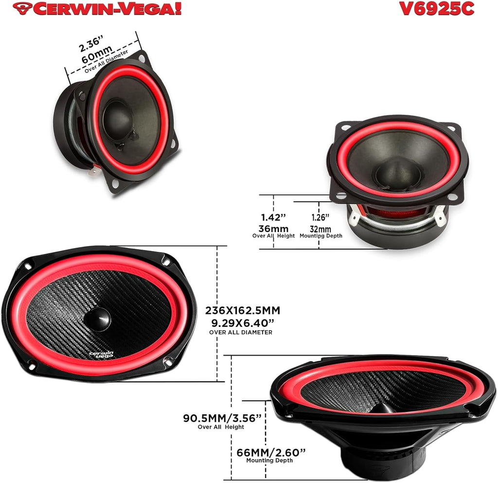 Cerwin Vega V6925C 2025 Edition - 6"x9" 3-Way Component Speaker System