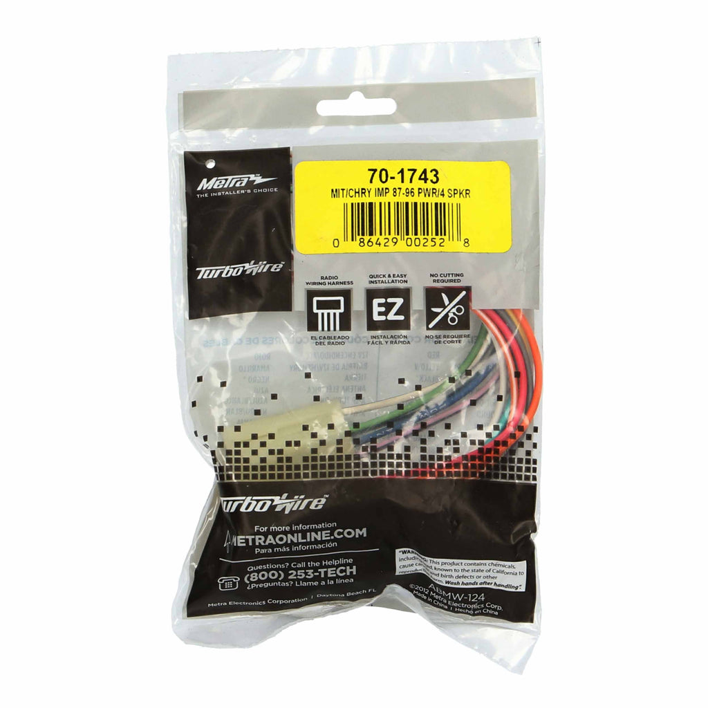 Metra 70-1743 Radio Replacement Harness - Compatible Fits for Dodge / Eagle / Mitsubishi / Plymouth 1987-1996