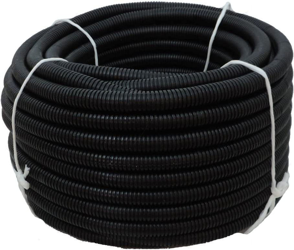 1/2" x 100' Flexible Corrugated Black LDPE NON Split Tubing Wire Loom