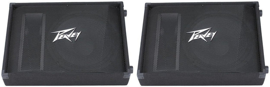 2 Peavey PV 12M Pro Passive 12" Stage Monitor Speaker & 1/4" to Speakon Cables