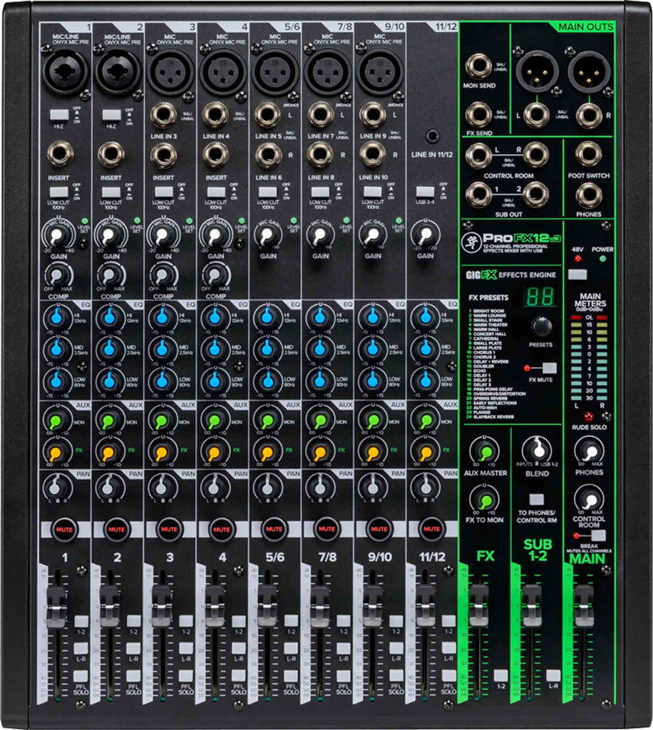 Mackie ProFX12v3, 12-Channel Professional Effects Mixer with Built-In FX