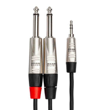 Charger l&#39;image dans la galerie, Hosa HMP-003Y, REAN 3.5mm TRS to Dual 1/4&quot; TS Pro Stereo Breakout Cable - 3 Feet