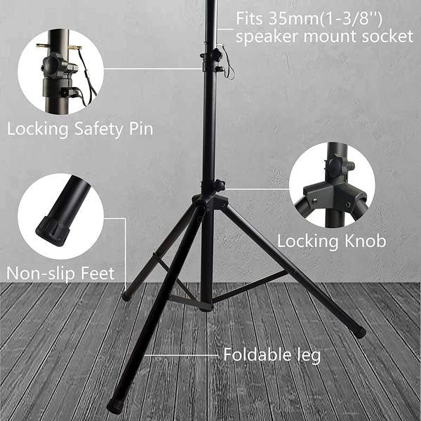 MR DJ SS750PKG 2 Universal Folding Tripod PRO PA DJ On Stage Speaker Stand & Carrying Bag & 1/4" 25' Cable