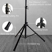 Load image into Gallery viewer, MR DJ SS750PKG 2 Universal Folding Tripod PRO PA DJ On Stage Speaker Stand &amp; Carrying Bag &amp; 1/4&quot; 25&#39; Cable