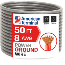 Charger l'image dans la galerie, American Terminal ATP8G50SL 8GA 50' Silver Power Ground Wire Car Audio Amplifier Marine Cable