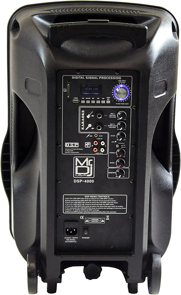 DSP4000 4000W Bluetooth DSP FM Radio USB Portable PA DJ KARAOKE Speaker