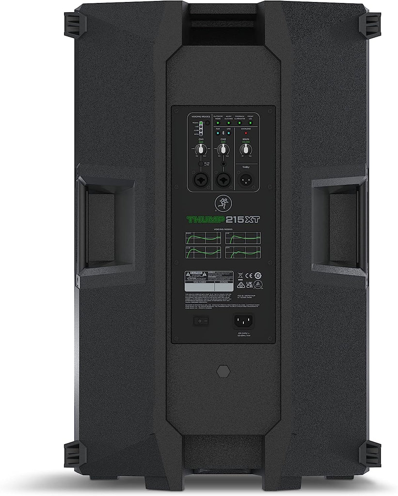 2 Mackie Thump215XT 1400W Boosted 15" Powered Speaker & MR DJ Speaker Stand & 12' XLR Cables