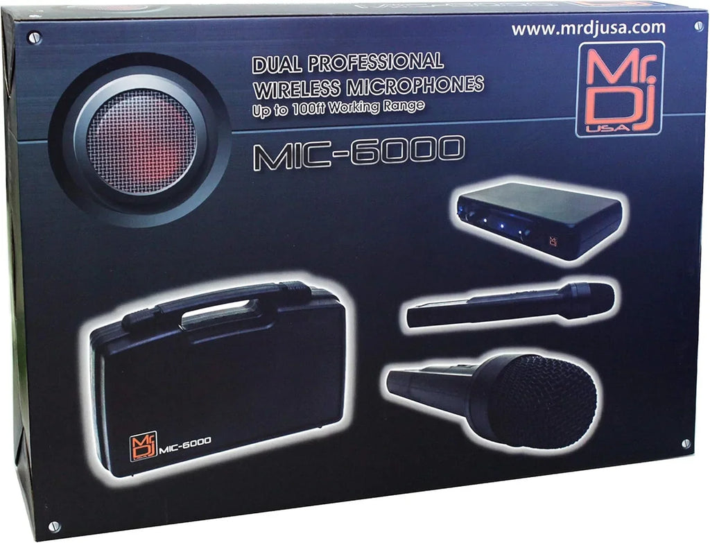 MR DJ MIC6000 Wireless Dual Handheld design Microphone System + Carrying Case