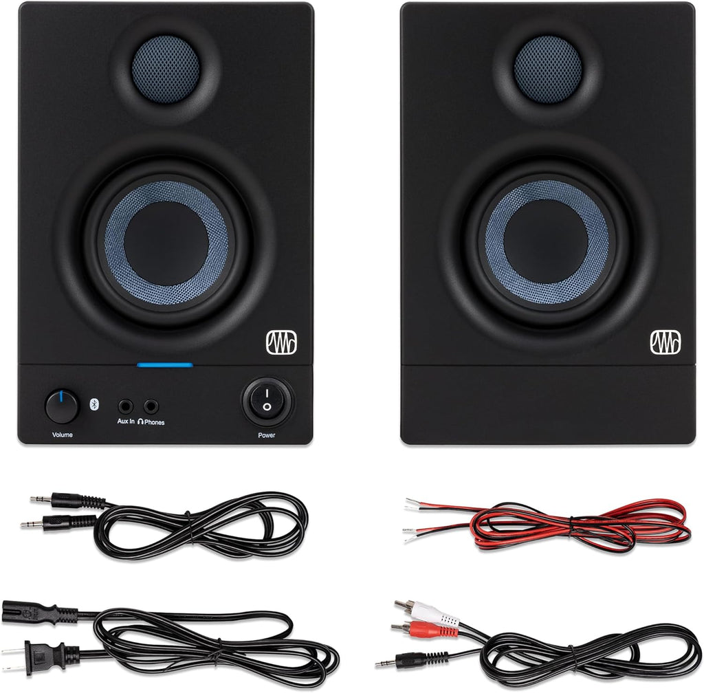 PreSonus Eris 3.5BT Bluetooth Studio Monitors, Pair — Powered, Active Monitor Speakers for Desktop, Turntable, Record Player, Bookshelf, DJ Speakers