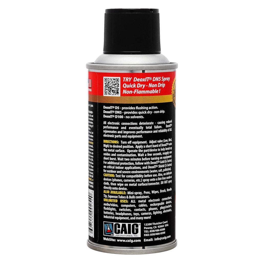 DeoxIT D5S-6 Contact Cleaner Non-Flammable No-DRIP 5% Spray 5 oz