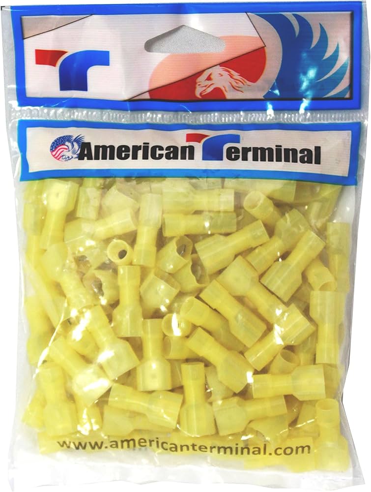American Terminal E-FMY250N-100 Nylon Fully-Insulated Male Quick Disconnect 12/10-Gauge, 100 pk