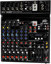 Charger l&#39;image dans la galerie, Peavey PV 10 BT 10 Channel Compact Mixing Mixer Console with Bluetooth + Blue Mic