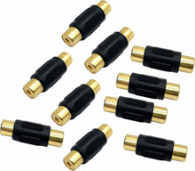 Charger l&#39;image dans la galerie, 10 Pack Female to Female Gold RCA cable cord Coupler Joiner barrel Connectors