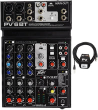 Charger l&#39;image dans la galerie, Peavey PV 6 BT 6 Channel Compact Mixing Mixer Console with Bluetooth + 20&#39; XLR