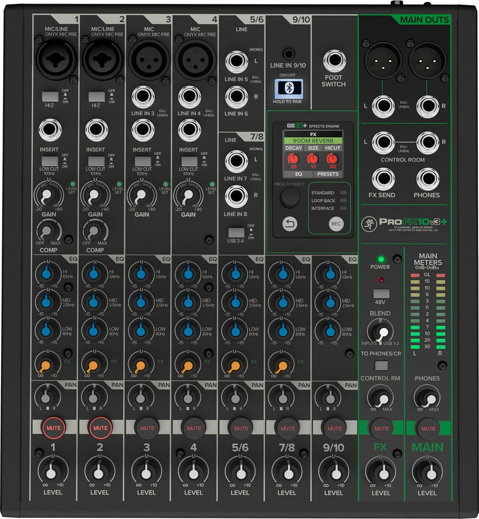 Mackie ProFX10v3+ 10-Channel Analog Mixer for Studio-Quality Recording and Live Streaming With Enhanced FX, USB Recording Modes and Bluetooth