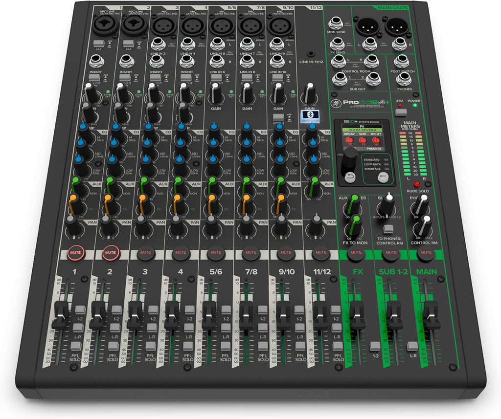 Mackie ProFX12v3+ Series 12-Channel Analog Mixer for Studio-Quality Recording and Live Streaming With Enhanced FX, USB Recording Modes and Bluetooth