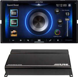 Alpine iLX-W670 2-DIN Car Stereo, KTA-450 PowerStack Amp + SiriusXM Tuner Bundle