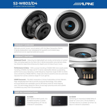 Charger l&#39;image dans la galerie, Alpine S2-W8D4 8&quot; S-Series Dual 4 Ohm Car Subwoofer, 900W Max, 300W RMS