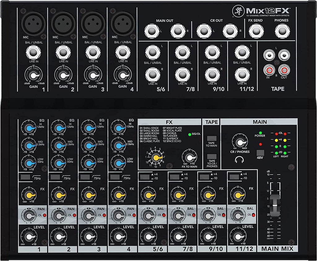 Mackie Mix12FX Mix Series, 12-Channel Compact Effects Mixer with Studio-Level Audio Quality and FX