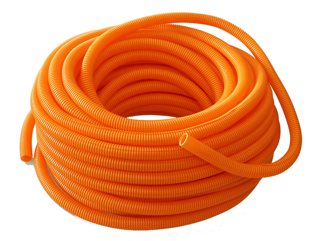 DC Sound 1/2" 13mm 100' Orange Split Wire Loom Cable Sleeves Conduit Protective Tubing