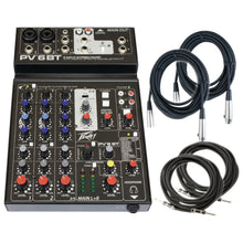 Charger l&#39;image dans la galerie, Peavey PV 6 BT 6 Channel Compact Mixing Mixer Console with Bluetooth + 4 Cables