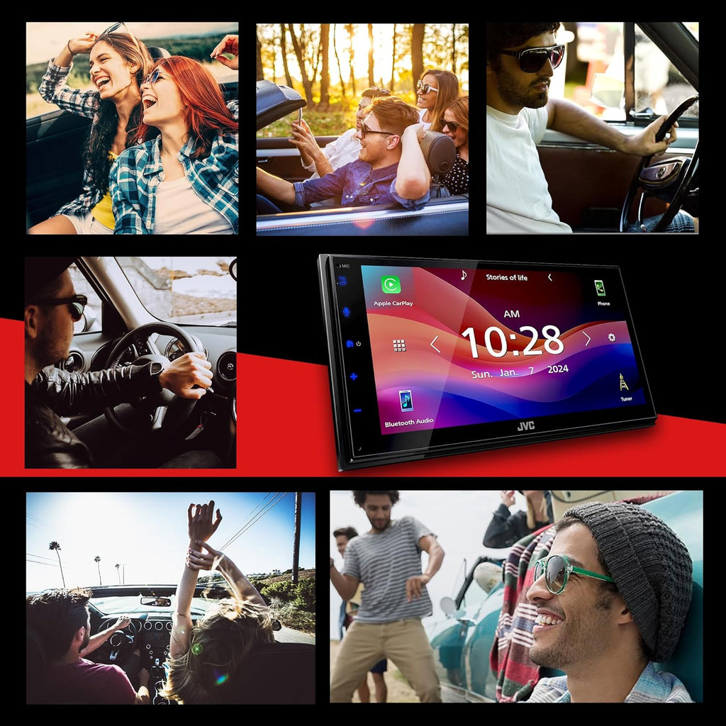 JVC KW-M595BT Digital Media Receiver 6.8" Capacitive Touch Monitor Apple CarPlay- Android Auto w/License Plate