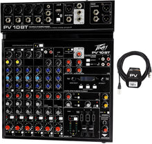 Charger l&#39;image dans la galerie, Peavey PV10BT Pro Audio Mixer,4 mic In,Bluetooth/USB,Compressor/Effects Bundle with Peavey PV 20&#39; XLR Female to Male Low Z Mic Cable