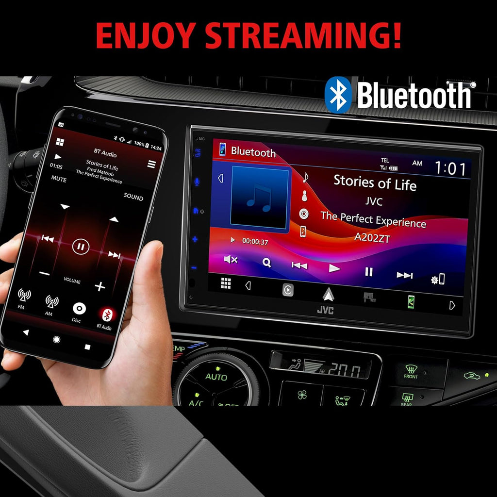 JVC KW-M595BT Digital Media Receiver 6.8" Capacitive Touch Monitor Apple CarPlay- Android Auto w/License Plate