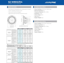 Load image into Gallery viewer, Alpine S2-W8D4 8&quot; S-Series Dual 4 Ohm Car Subwoofer, 900W Max, 300W RMS