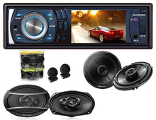 Load image into Gallery viewer, Absolute DMR-380 Pioneer TS-A6966R TS-G1645R TW600&lt;br/&gt; 3.5-Inch In-Dash Single Din Receiver &amp; Pioneer TS-G1645R 6.5&quot; TS-A6966R 6x9&quot; Speakers &amp; TW600 Tweeter