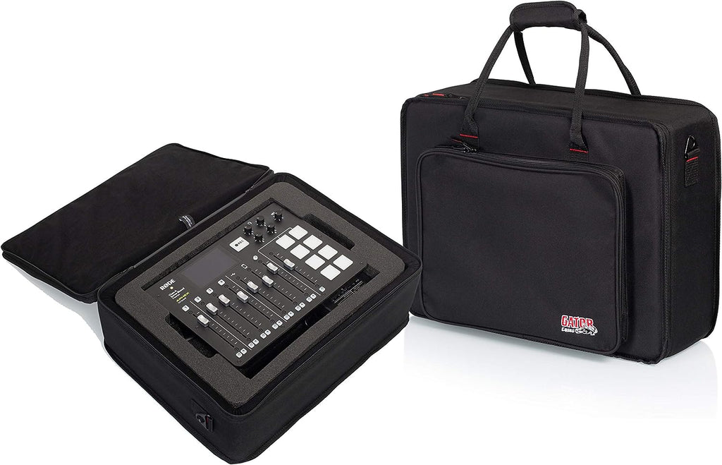 Gator Cases GL-RODECASTER2 Lightweight Case with Custom Cut Foam Interior for RODECASTER Pro Podcast Mixer and Two Microphones