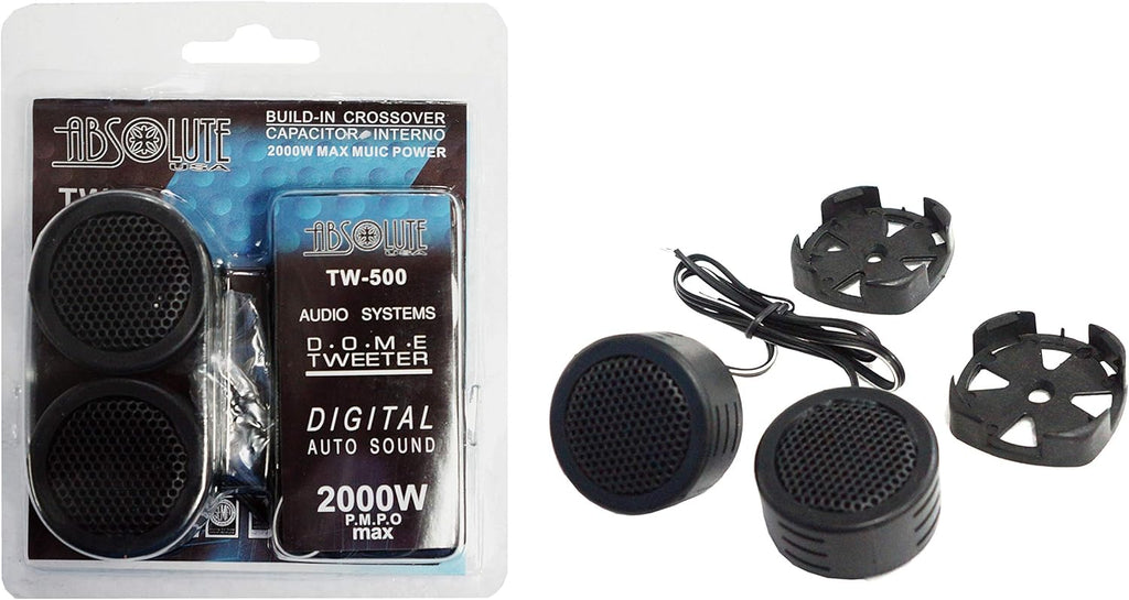 Absolute TW-500 500W High Efficiency Dome TweAbsolute USA TW-500 High-Efficiency Neodymium Silk Dome Tweeters with Built-In Crossover (Pair)eter with Built-in Crossover